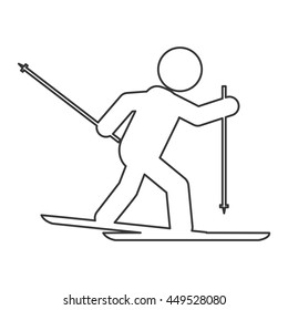 simple flat design skiing pictogram icon vector illustration