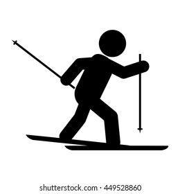 simple flat design skiing pictogram icon vector illustration