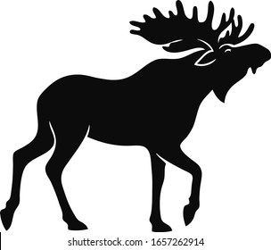 Simple Flat Design of Standing Moose Vector