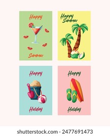 simple flat design summer card