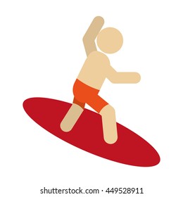 simple flat design surfing pictogram icon vector illustration