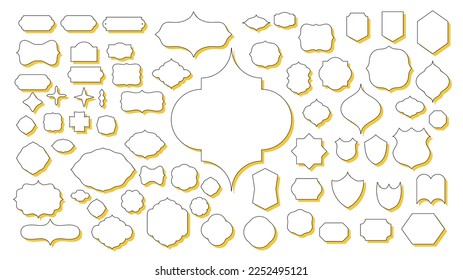 Simple and flat design title frames with various shapes. Vector illustration material set