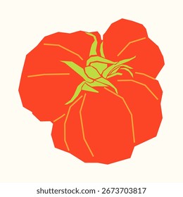 Ilustración plana simple del tomate del diseño aislada en fondo sólido del color