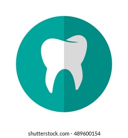 Simple Flat Design tooth icon with diagonal style.