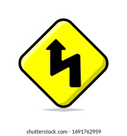 Simple Flat Design Traffic Sign Vector Icon Logo Illustration Image