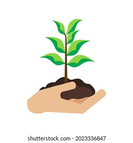 simple flat design tree planting day illustration