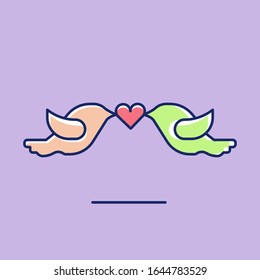 simple flat design 
two birds kissing love special for valentine day with elegant style