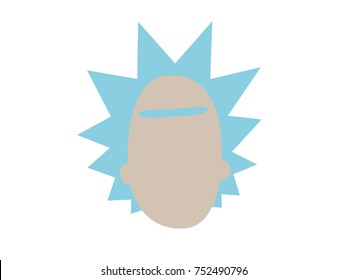 Simple flat design vector cartoon character avatar of crazy scientist without face