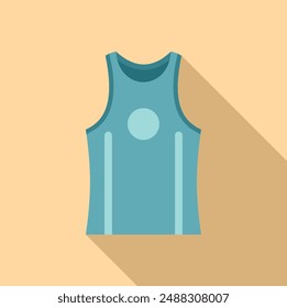 Simple, flat design vector illustration of a blue tank top on a beige background