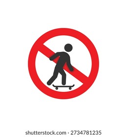simple flat design vector prohibition of skateboarding