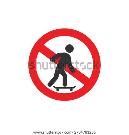 simple flat design vector prohibition of skateboarding
