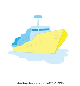 a simple flat design vector trasnportation floating cargo ship in the sea