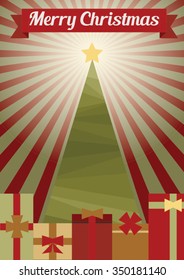Simple Flat Design Vintage Christmas Greetings - Vector