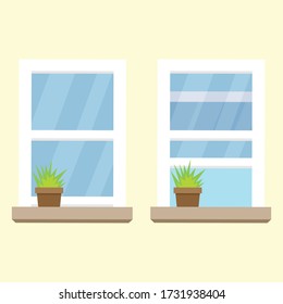 Simple flat design window vector graphics