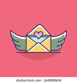simple flat design wing letter love special for valentine day with elegant style