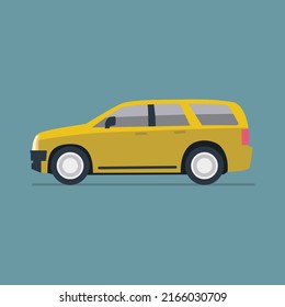 Simple flat design yellow car vector graphics illustration