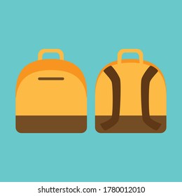 Simple flat design Yellow School Backpack vector graphics