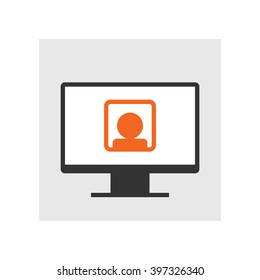 Simple flat desktop pc user icon