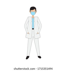 simple flat doctor illustrstion in isolated white background