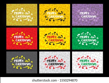 Simple flat doodle christmas card set design with swirly decoration