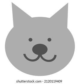 Simple flat drawn dog face cartoon illustration vector.