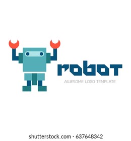 Simple flat droid robot logo vector. Robot cute professional logo vector mascot
