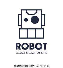 Simple flat droid robot logo vector. Robot cute professional logo vector mascot