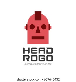 Simple flat droid robot logo vector. Robot cute professional logo vector mascot