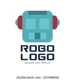 Simple flat droid robot logo vector. Robot cute professional logo vector mascot