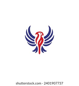 Simple Flat Eagle Logo Symbol on White Background