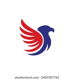 Simple Flat Eagle Logo Symbol on White Background