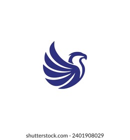 Simple Flat Eagle Logo Symbol on White Background
