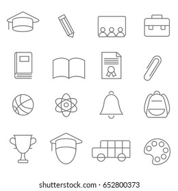 Simple flat education line icons