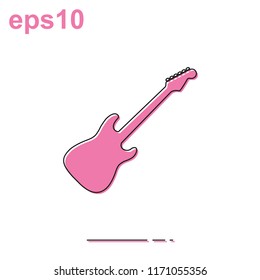 Simple flat electric guitar thin line vector icon.
