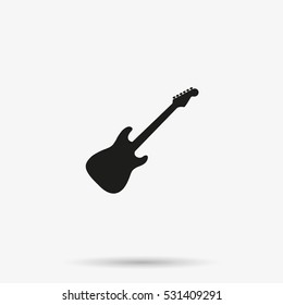 Simple flat electric guitar vector icon.