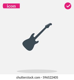 Simple flat electric guitar vector icon.