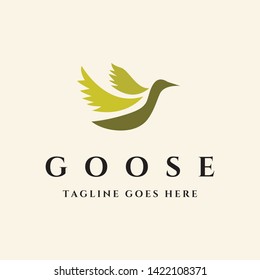 Simple Flat Elegant Goose Bird Flying Logo Icon Vector Template