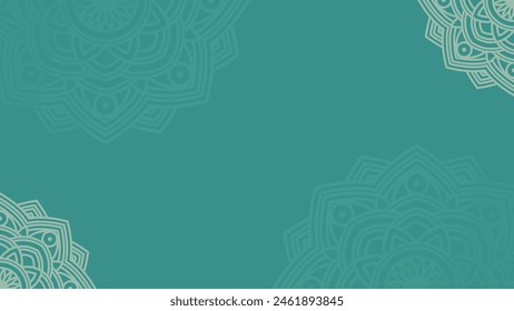 Simple Flat Elegant Sacred Geometric Mandala Blank Horizontal Background Design in Teal Turquoise
 Arkivvektor