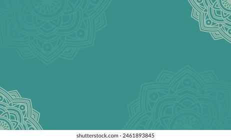 Simple plano elegante sagrado geométrico Mandala blanco Horizontal diseño de fondo en turquesa verde azulado
 Vector de stock