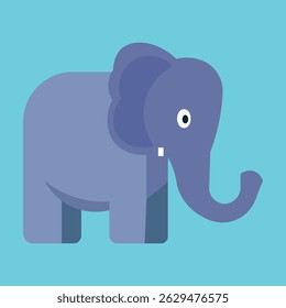 Simple, flat elephent design using geometric shapes and solid colors, giving it a playful and child-friendly appearance.