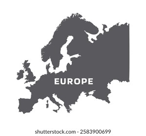 Simple flat Europe map grey vector