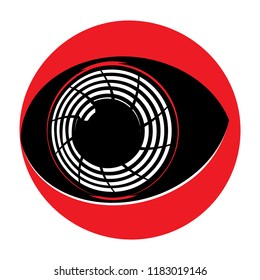 Simple flat eyeball of a cyborg abstract illustration.