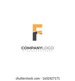 simple flat F logotype in orange and black creative design concept isolated on white background.