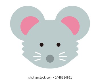Simple flat face illustration of mouse (rat)