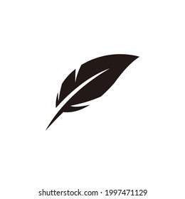 Simple Flat Feather Icon Illustration Design, Silhouette Feather Symbol Template Vector