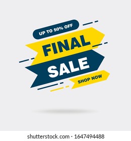 Simple Flat Final Sale Letter Sign Shape Banner Design, Discount Banner Template Vector for advertising, social media, web banner