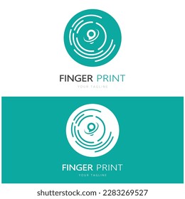logotipo sencillo de huellas digitales planas, para seguridad, identificación, placa, emblema, tarjeta de visita, digital, vector