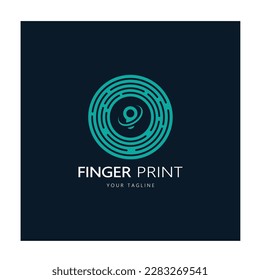 logotipo sencillo de huellas digitales planas, para seguridad, identificación, placa, emblema, tarjeta de visita, digital, vector