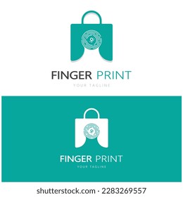 logotipo sencillo de huellas digitales planas, para seguridad, identificación, placa, emblema, tarjeta de visita, digital, vector