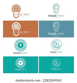logotipo sencillo de huellas digitales planas, para seguridad, identificación, placa, emblema, tarjeta de visita, digital, vector